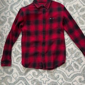 Obey Red and Black Plaid Button-Down Shirt
